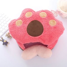 【開發票/統編】USB電腦發熱暖手滑鼠墊 可愛卡通保暖護腕滑鼠套 冬季可拆洗暖手套, 西瓜紅熊掌【自帶一根發熱片】