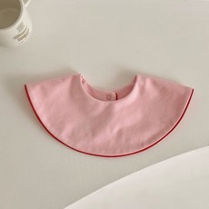 DFMEI 嬰兒口水巾純棉A類吸水男女寶寶雙面滾邊款圍嘴圓形圍兜四季款, 1個, 1個裝, G-莓果粉:如圖