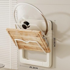 吸盤免打孔鍋蓋架，廚房置物架，太空鋁菜板砧板收納，牆壁掛件帶接水盤瀝水, 1個, 槍灰(1只裝）-雙吸盤鍋蓋架