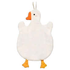 可愛鴨子造型珊瑚絨擦手巾 吸水加厚擦手巾 抹布, 白, 1個