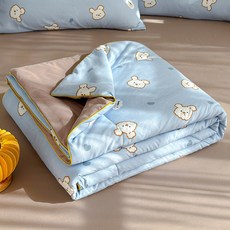 물세탁 가능한 면 여름용 이불 에어컨 이불 세탁기 사용 가능한 얇은 이불, 150*200cm 싱글 여름 이불, 곰돌이 구름 가게