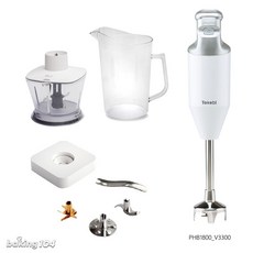 韓國TOKEBI多可必均質機調理棒(中)全配件，多功能料理棒，輕鬆製作各式美食, 1個, 白色