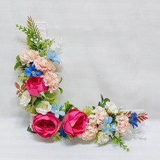 記憶追思部分花環, 粉紅玫瑰毛球花