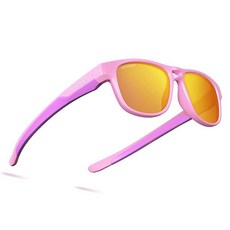 DEAFRAIN 아동용 편광 선글라스 남아 여아용 TPEE 유연한 프레임 스포츠 야구 러닝 사이클링 안경 만 5-12세 A-브라이트 핑크/퍼플 프레임/골든 렌즈