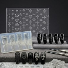 앤틱 크로스 네일몰드2종택1, 1크로스레이스, 1개, 몰드