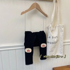 小不點兒 兒童22年秋冬季刷毛加厚坑條打底褲 寶寶櫻桃一體絨長褲 女童褲子90-120