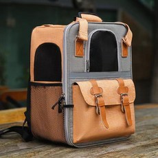 大容量時尚寵物外出雙肩包 透氣貓咪狗狗揹包, 橙色, 1個