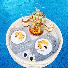 라탄 트레이 하트 플로팅 스파 펜션 수영장 풀빌라, 화이트 하트형 80x80x20, 상세페이지 참고, 1개