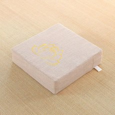AIRASI 사각 쿠션 두꺼운 다다미 좌식 방석 메모리폼 큰 대형, 오프화이트 자수_길이45 폭45 높이10 cm
