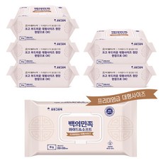 유한 요양 병원 물티슈 캡형 60매 6팩 환자 간병인 바디샤워 저자극 생분해 대형 프리미엄 두톰한 클린티슈, 1세트