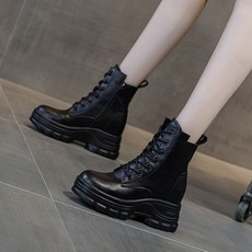 여성키높이워커9cm 통굽 소가죽 화이트워커 앵클부츠