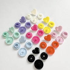 하트 모양 티단추 12mm 똑딱이단추 스냅단추 (10set), 10세트, 블랙
