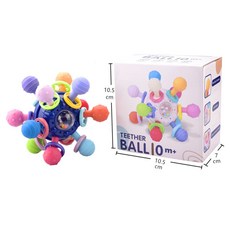 手指球搖鈴玩具】原子球手抓球嬰兒矽膠可咬磨牙膠玩具早教, 1個, 原子球玩具, Multi-color
