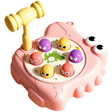 鱷魚造型敲擊玩具 寶寶手眼協調訓練玩具 顏色認知敲打玩具, 粉色(鱷魚), 1個