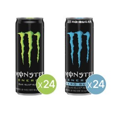(현대홈쇼핑)몬스터 에너지 그린 355ml 캔 24개+몬스터 에너지 제로슈거 355 캔 24개, 48개