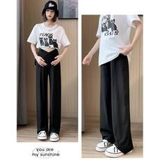 孕婦褲 交叉高腰冰絲長褲 托腹褲 E-f20