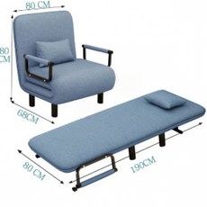 접이식 소파 침대 1인용 공간 절약형 다용도 좌식 의자 및 침상 편안한 쿠션 포함 DJP, 65*190센티미터, 라이트 블루