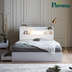 파로마 베이 베니스 LED 호텔 수납 침대 프레임(슈퍼싱글/퀸/킹), 03.킹 ODM0019 착불_화이트