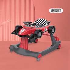 嬰兒學步車防O型腿 多功能手推助步車 早教音樂可摺疊U型學步車, 1個, 珊瑚紅:如圖