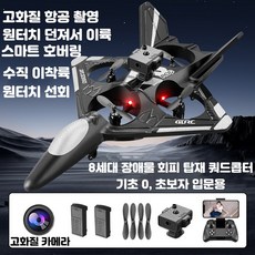 4모터 전투기 타입 드론 초보자 입문용 스마트 장애물 회피 항풍 안정비행 HD 항공촬영 쿼드모터 EPP 내구성 바디 듀얼 배터리 장착 장시간 비행 RC 드론, 1개, 블랙