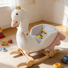 兒童搖搖馬實木騎行木馬搖椅一週歲禮物天鵝玩具車寶寶玩具嬰童, 1個, 1個:天鵝小號