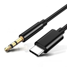勁祥科技 Type-C轉3.5mm音頻線 安卓手機車載音響aux音頻線, 1個, Black