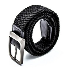 [ 620052 ] 브레이드 웹 탄성 스트레치 골프 벨트 - 스몰-미디엄 선물 상자 및 여행 가방 포함 블랙