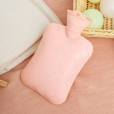 雙層熱水袋 - 可愛暖宮暖手熱敷袋, 1個, 粉色熱水袋無佈套【1000ML】