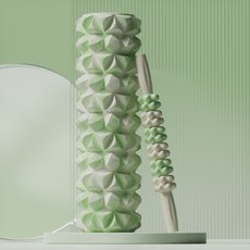 프리미엄 다이아몬드 폼롤러 마사지 스틱 2종 세트, 1세트, 그린