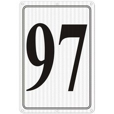 i-CowFun 프리미엄 반사 금속 번호 표지판 1 - 알루미늄 12인치 X 8인치 주차 공간 실외 대형 바닥 도크 코트 통로 필드 페이드 없음 내후성, Reflective Number Signs 97, 1개