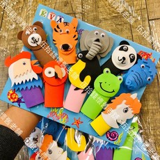 動物手指偶組合 手指戲 指偶 教學 幼稚園 說故事 表演 模具 模擬劇 劇場 演習 兒童玩具 道具, 1個, 10