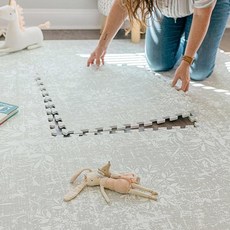 Little Landings 바닥용 아기 놀이 매트 - Aura Pearl (1.8 x 2.4m(6 x 8피트)) - 아기 및 유아를 위한 프리미엄 EVA 폼 놀이 매트(만 0, Eden - 세이지 그린