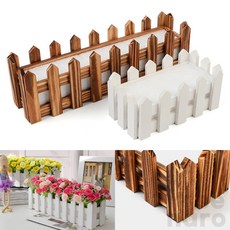 누세라 사각 울타리 조화 화분 조화소품, 브라운 - 소