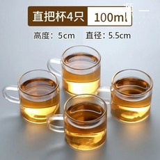 耐高溫玻璃沖泡茶壺 可明火大容量 加厚茶水分離功夫茶具套裝 家用煮茶玻璃側把壺, 1個, 茶杯100ml*4只透明色
