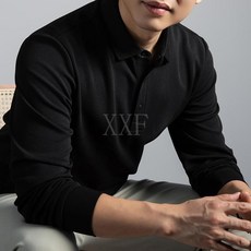 男士長絨棉翻領長袖T恤，2025秋季新款高品質舒適POLO衫