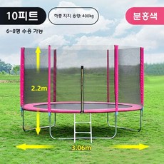 대형 트램폴린 방방이 점핑 야외 놀이터 안전망 점핑머신, 3.06m 핑크 (그물+사다리)