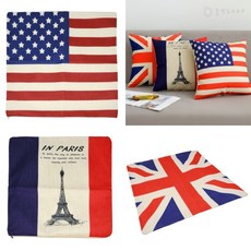 올짱 프랑스 영국 미국 국기패턴 쿠션커버 국기쿠션커버