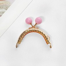 헤세드 6.5cm kc골드 라운드 동전지갑 프레임 (컬러구슬), 연핑크, 1개