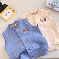 歐寶唄兒童背心 日系童裝兒童馬甲春秋新款男童女百搭洋氣坎肩背心口袋馬夾外套