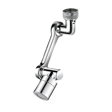 1440도 회전 수도꼭지 연장기 황동 다기능 1080도+360도 회전 확장 암식 싱크 에어레이터 주방/욕실용 2가지 출수 모드 실버, 1개