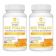 Coolkin 蜂花粉蜂王乳蜂膠膠囊，120粒裝，增強體力，提升免疫力，天然營養補充品, 1個, 240顆