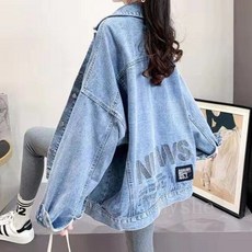 [Myshe]여성 봄 청자켓 루즈핏 빅사이즈 숏 데님 코트 QLTT403NZ04