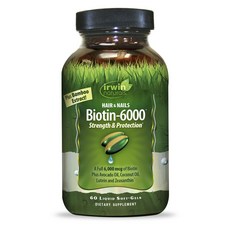 irwin naturals 頭髮指甲護理維生素6000膠囊, 60片, 1個