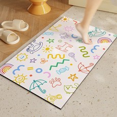 樸尚 可愛卡通吸水防滑地墊, JP彩色線條畫B,40*60, 1個