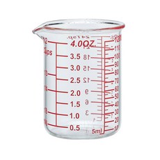 애커스 7피스 유리 계량컵 세트 붕규산 비커 스타일의 네스팅 액체, 11 120 ML (4 Oz)-SINGLE