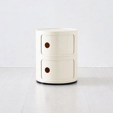 마켓비 빙그리 원형 슬라이딩 수납장 2단, 크림6998.8354