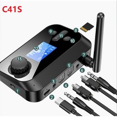 6 IN 1 RCA BLUETOOTH 헤드폰 무선 어댑터 장거리 USB 송신기 수신기 PC 3.5MM 동글 스테레오 오디오 5.1 TV 용 AUX, C41S, 02 C41S