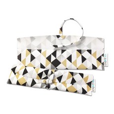 ENJOY101矽膠布環保餐具收納袋, 幾何菱格, 1個