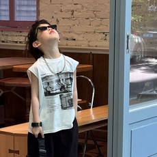 中小童男童帥氣炸街潮酷無袖背心T恤兒童夏季ins風小衆百搭上衣服