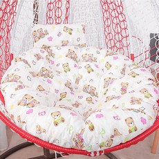 매트 둥지의자 원형직경105CM 라탄 커버 A 탈착 쿠션 교체 그네의자, 베이지 곰돌이, 1개